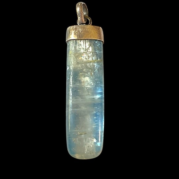 Labradorite Jewelry - Sterling Silver Vintage Glowing Kyanite Gemstone Pendant